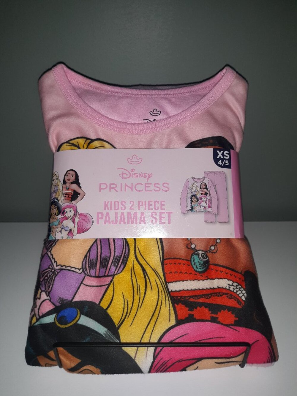 NWT Disney Princess Girls 2 Piece Pajama Pink Fleece Set (Size:XS 4/5)